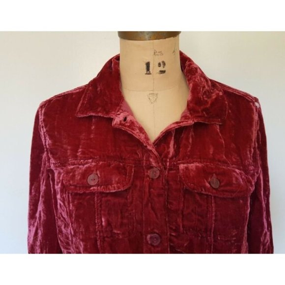 Vintage 90s velvet  button down shirt S - Picture 4 of 11